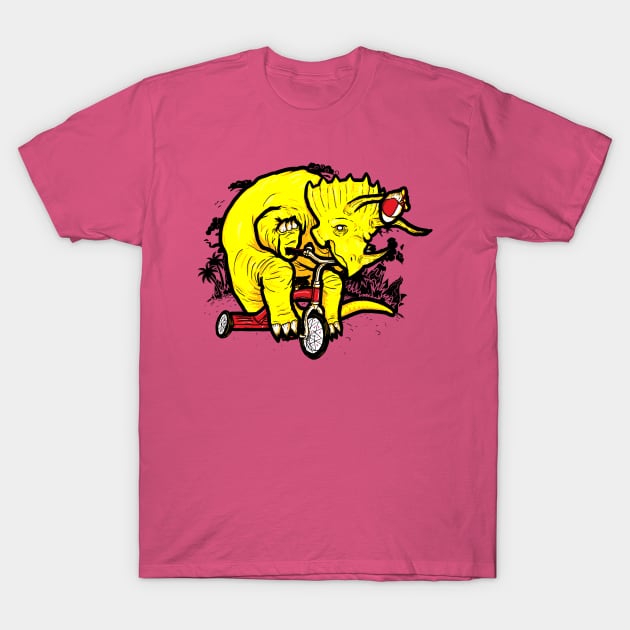 Triceratops on a tricycle T-Shirt by jonah block